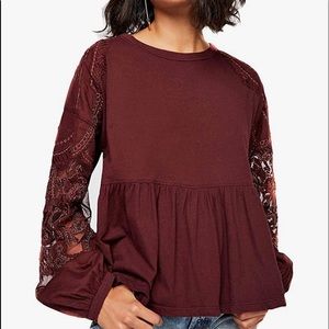 {SOLD} Free People Peplum Blouse with Billowy Sleeves